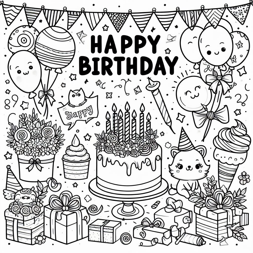 Coloring feliz aniversario