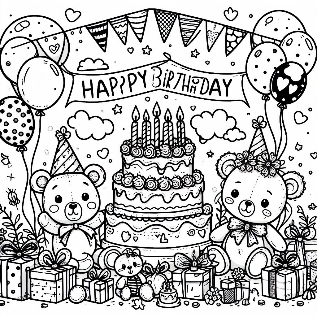 Coloring feliz aniversario