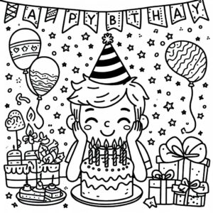 Desenhos de aniversário para colorir e imprimir
