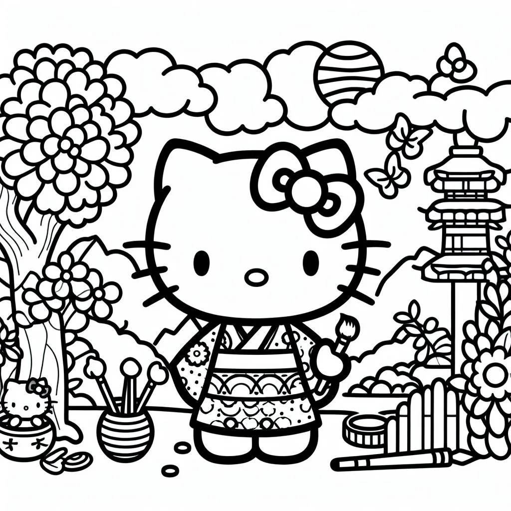 Colorindo hello kitty