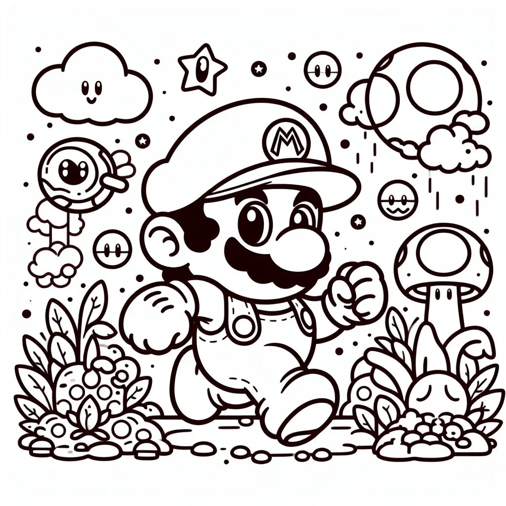 Desenho do super mario bros para colorir