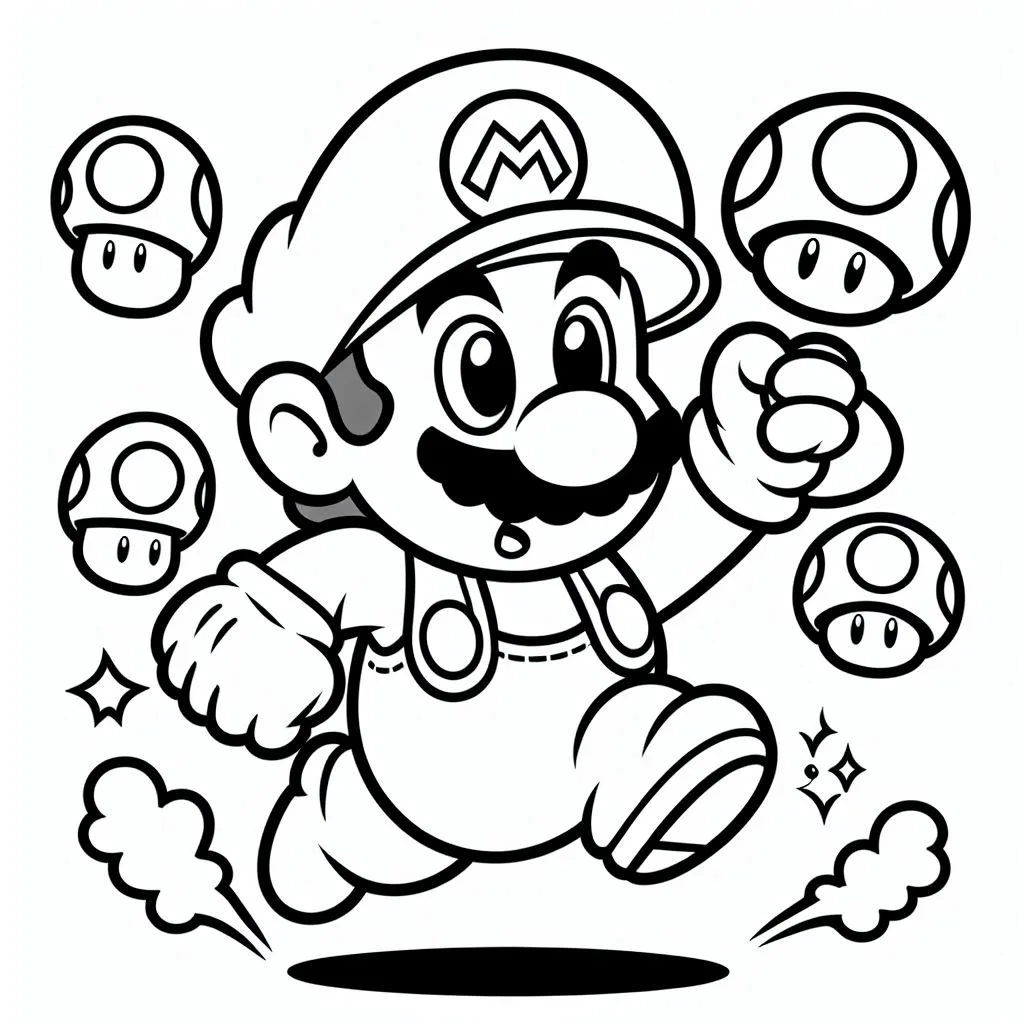 Desenho do super mario bros para colorir