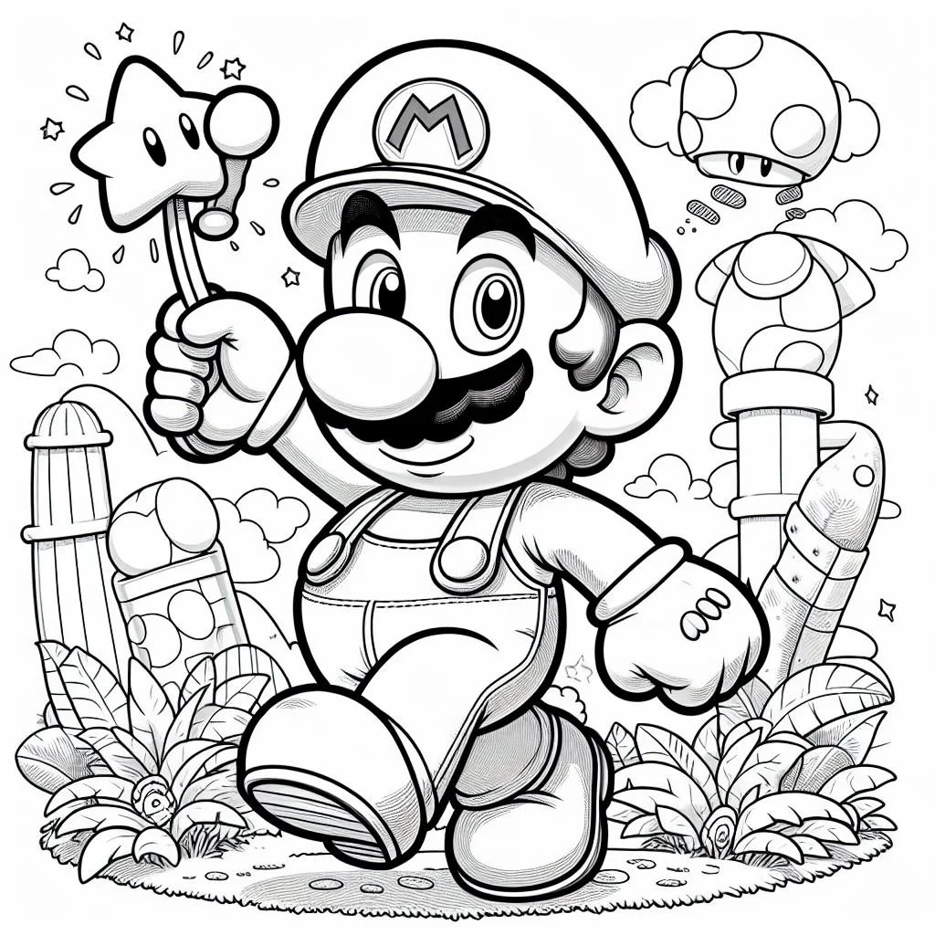 Desenho do super mario bros para colorir