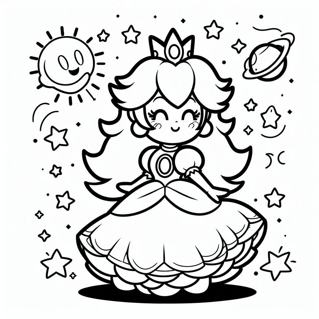 Desenho da princesa peach para colorir