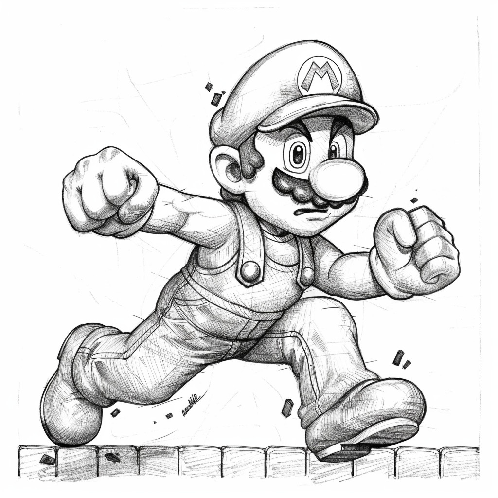 Desenho do super mario bros para colorir