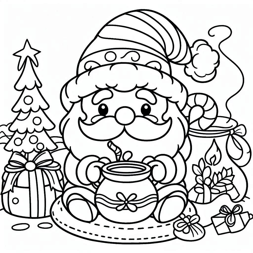 Desenho para colorir do papai noel