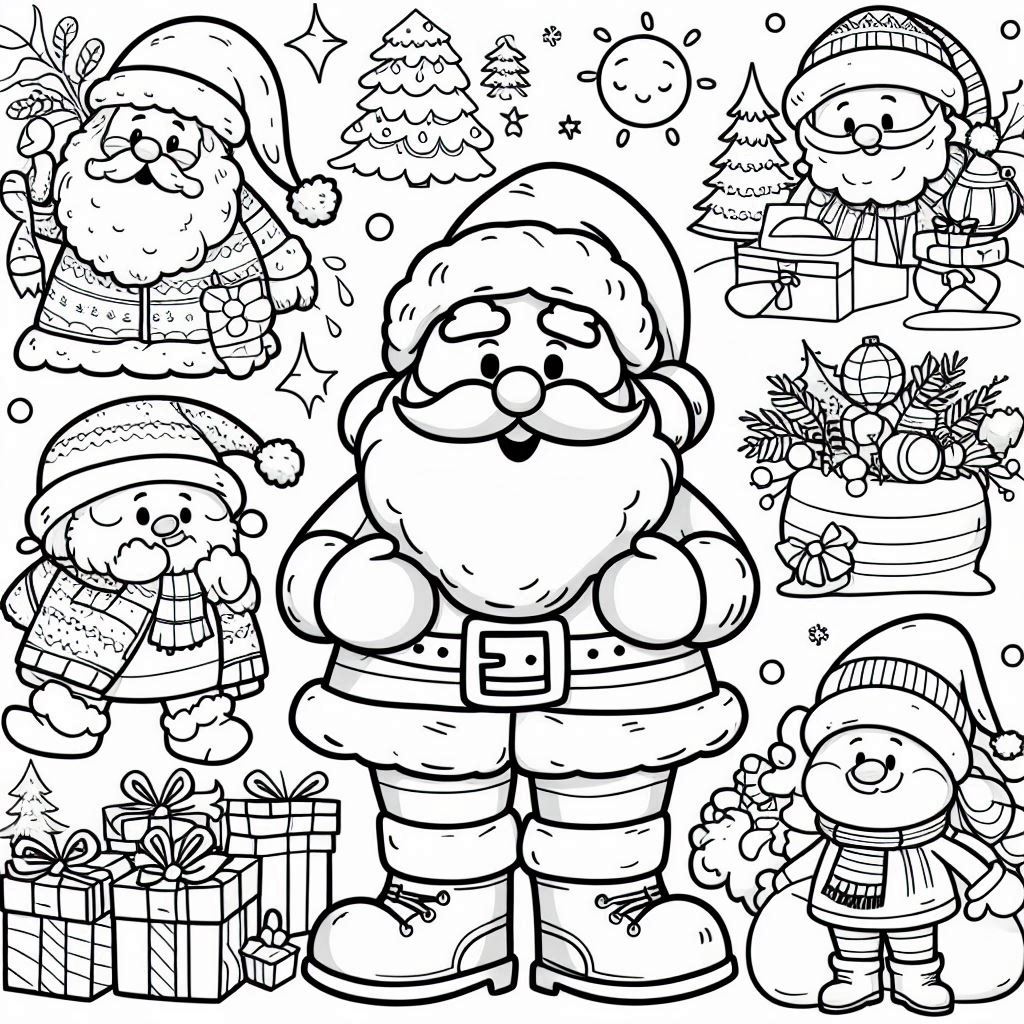 Desenho para colorir do papai noel