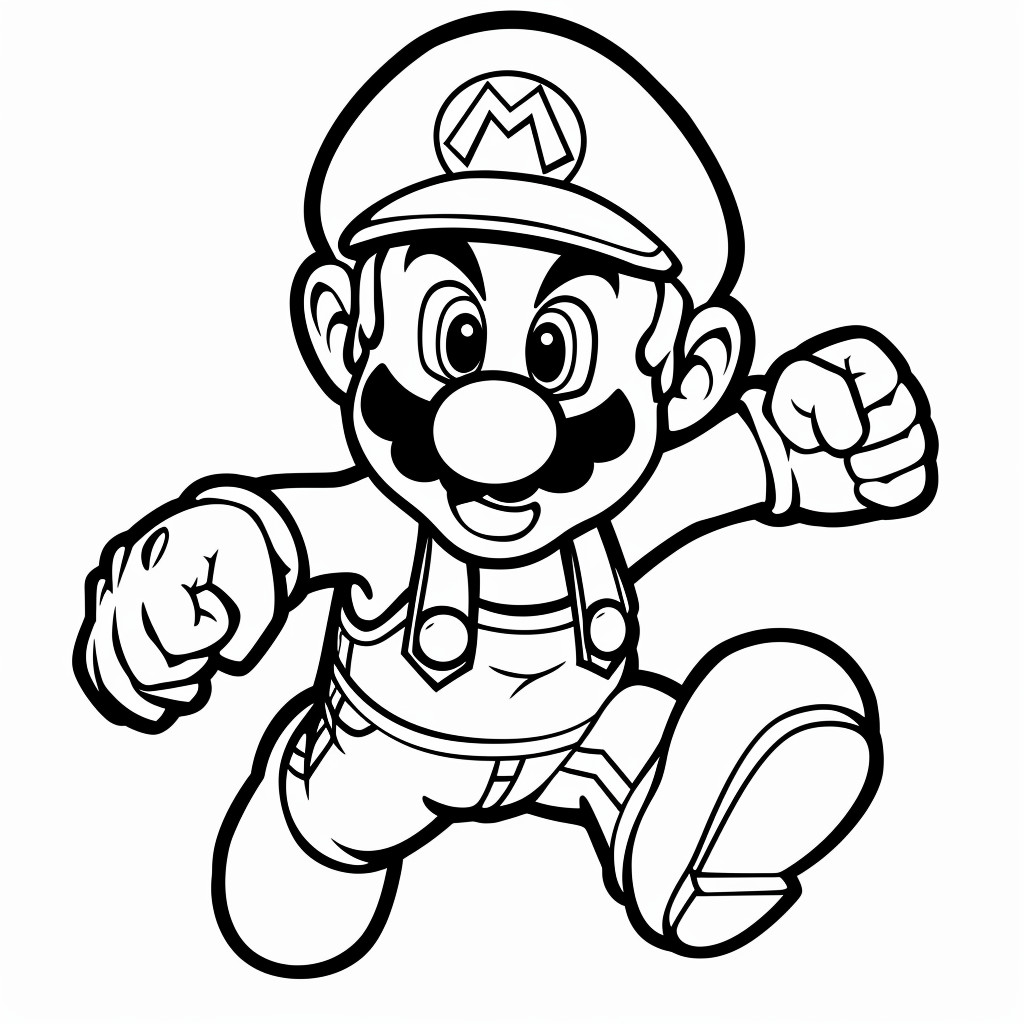 Desenho para imprimir e colorir de super mario bros no background