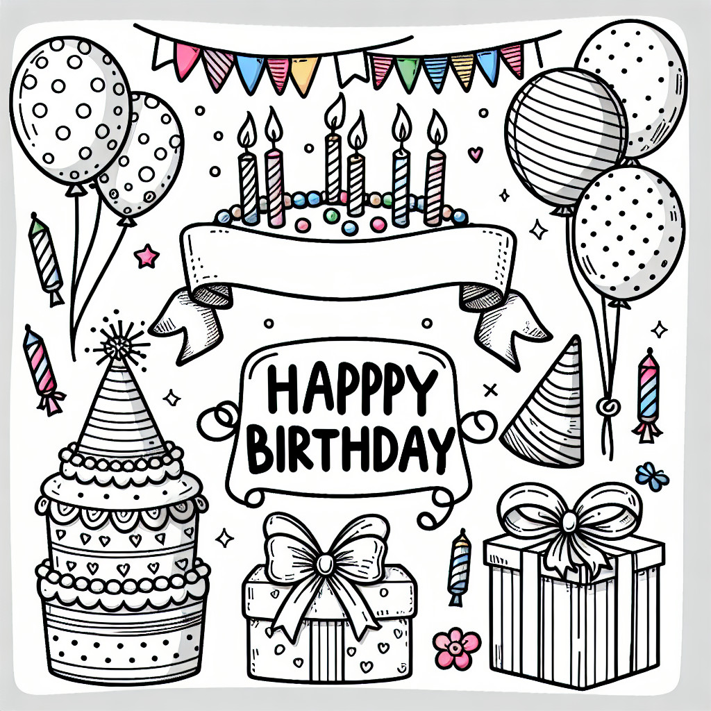 Desenhos de aniversario para colorir e imprimir