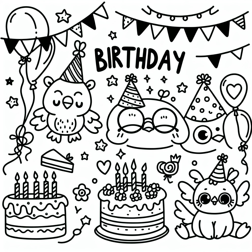 Desenhos simples de aniversario para colorir e imprimir