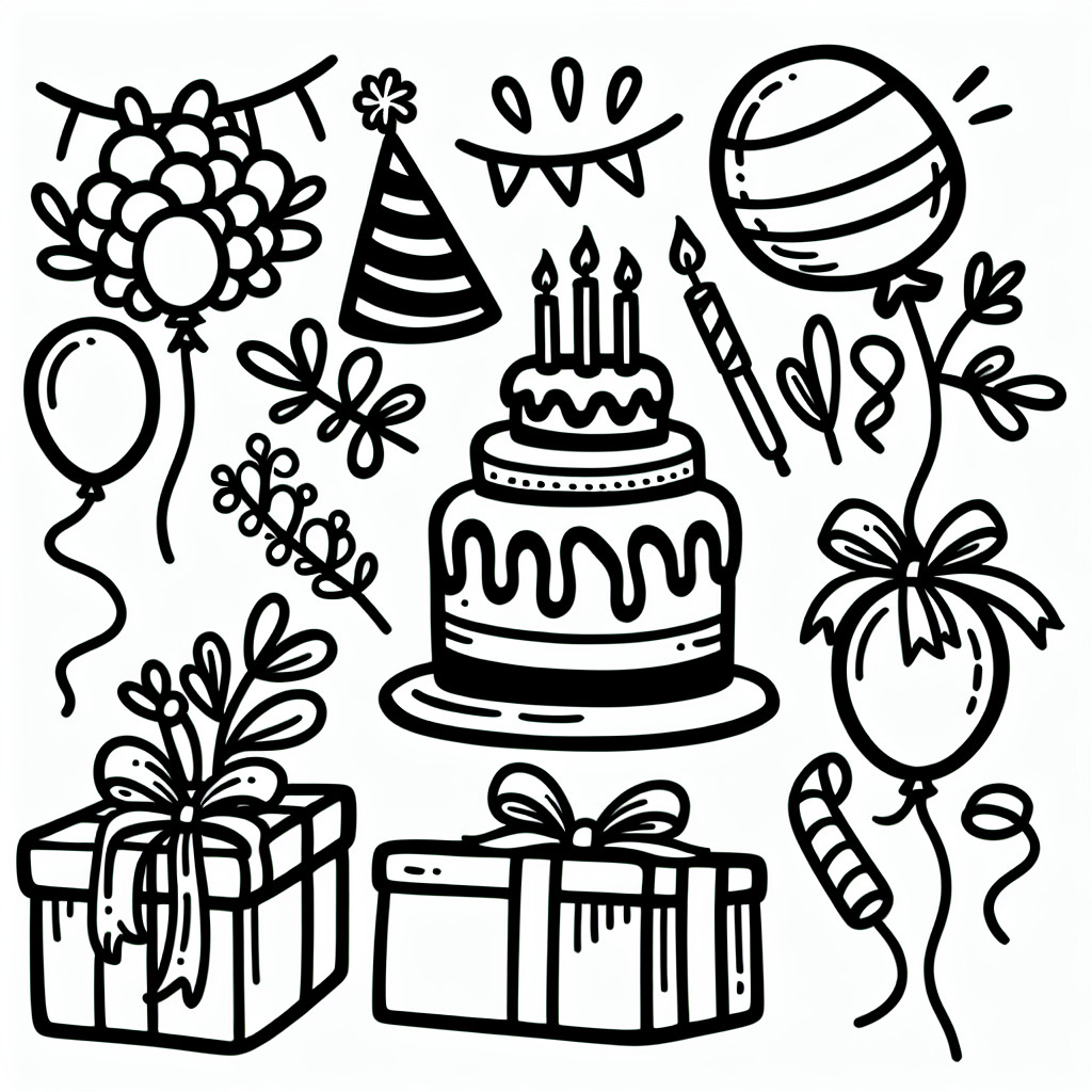 Desenhos simples de aniversario para colorir e imprimir