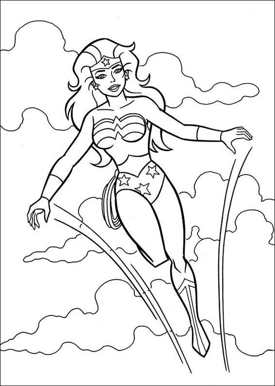 Desenho da mulher maravilha para colorir e imprimir