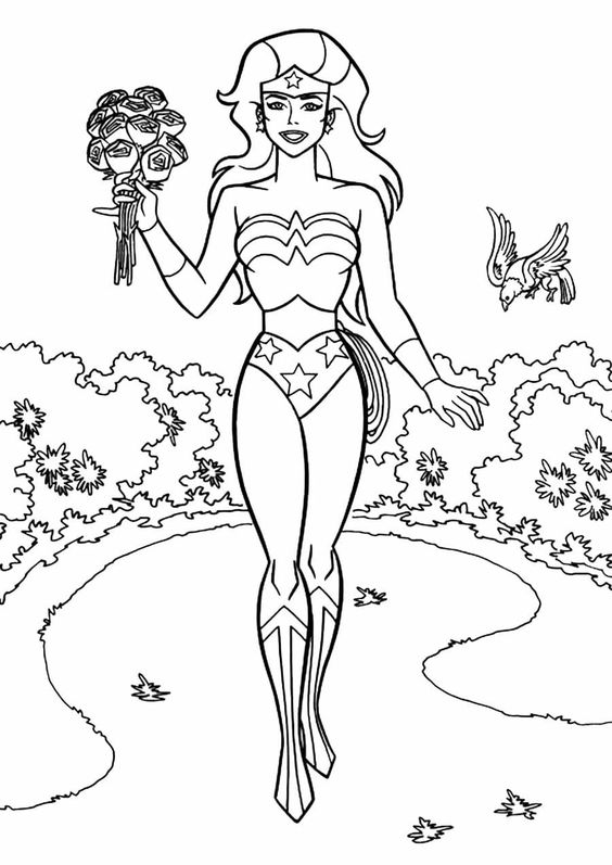 Desenho da mulher maravilha para colorir e imprimir