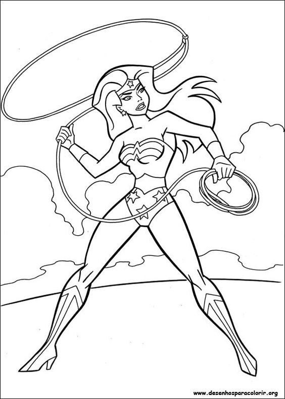 Desenho da mulher maravilha para colorir e imprimir