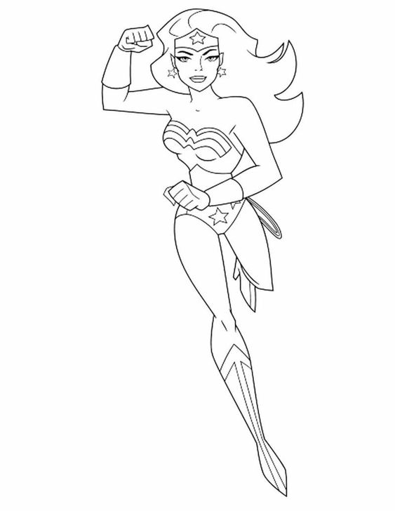 Desenho da mulher maravilha para colorir e imprimir
