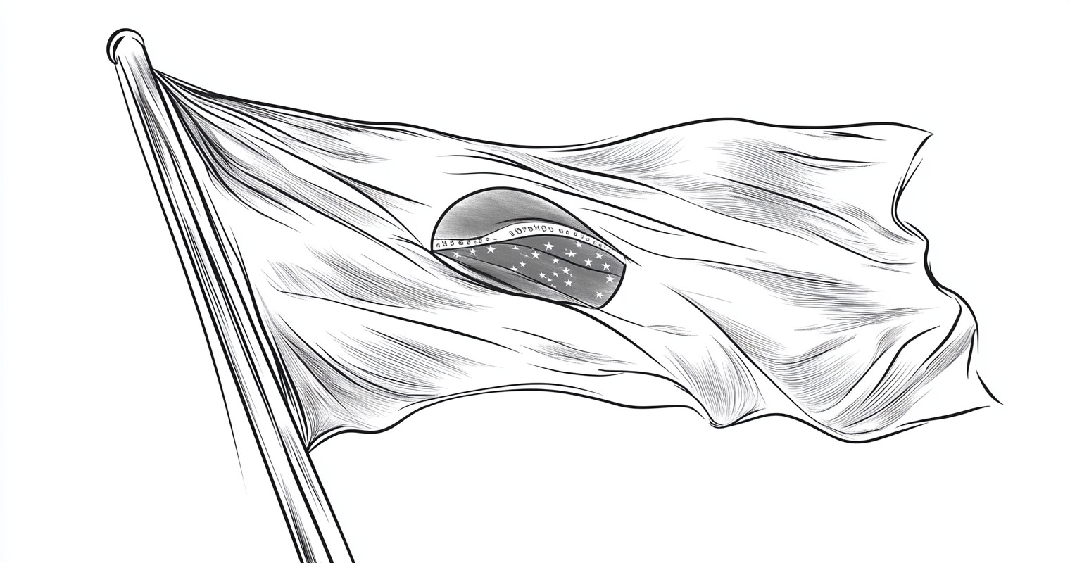 Desenho do bandeira do brasil para colorir simple black and white without color