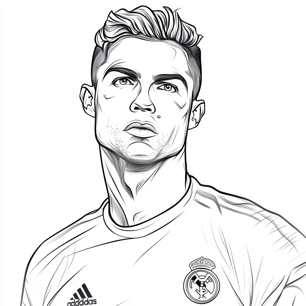 Desenho muito simple para colorir do cristiano ronaldo o numero  du real madrid e portugal