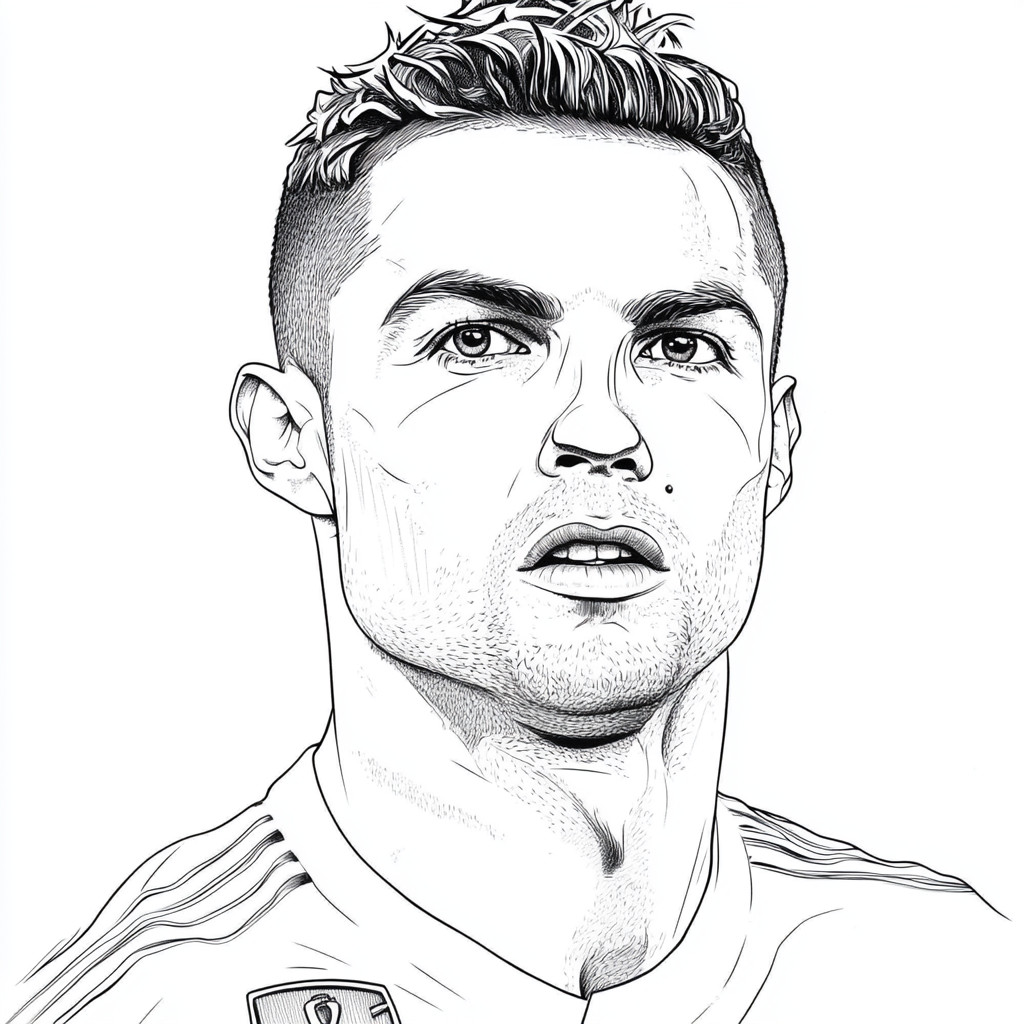 Desenho muito simple para colorir do cristiano ronaldo o numero  du real madrid
