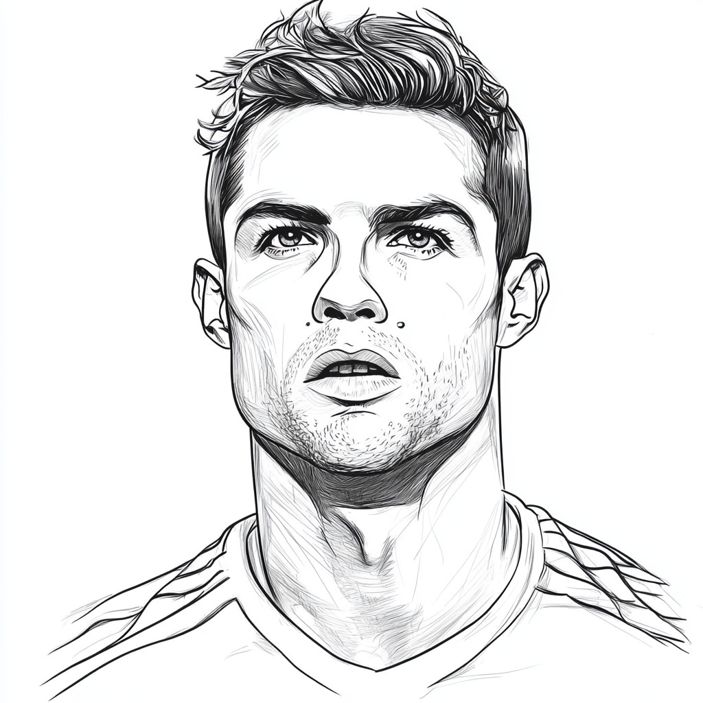 Desenho muito simple para colorir do cristiano ronaldo o numero  du real madrid