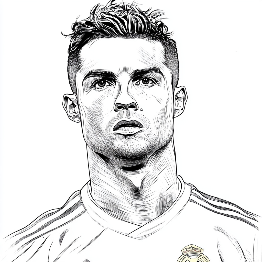 Desenho muito simple para colorir do cristiano ronaldo o numero  du real madrid