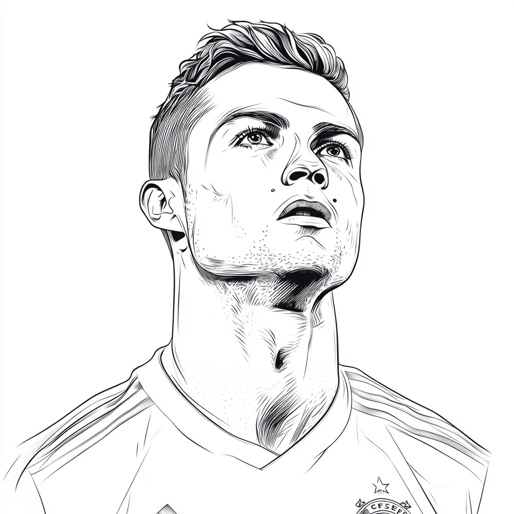 Desenho muito simple para colorir do cristiano ronaldo o numero  du real madrid