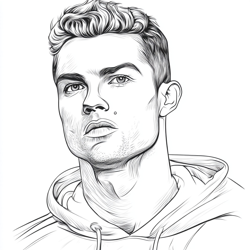 Desenho muito simple para colorir do cristiano ronaldo