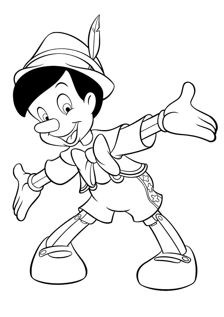 Desenho do pinoquio para colorir e imprimir