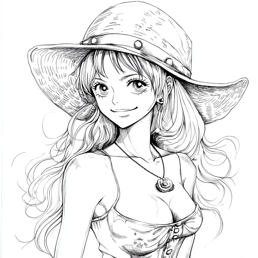 Desenho da nami one piece para colorir e imprimir