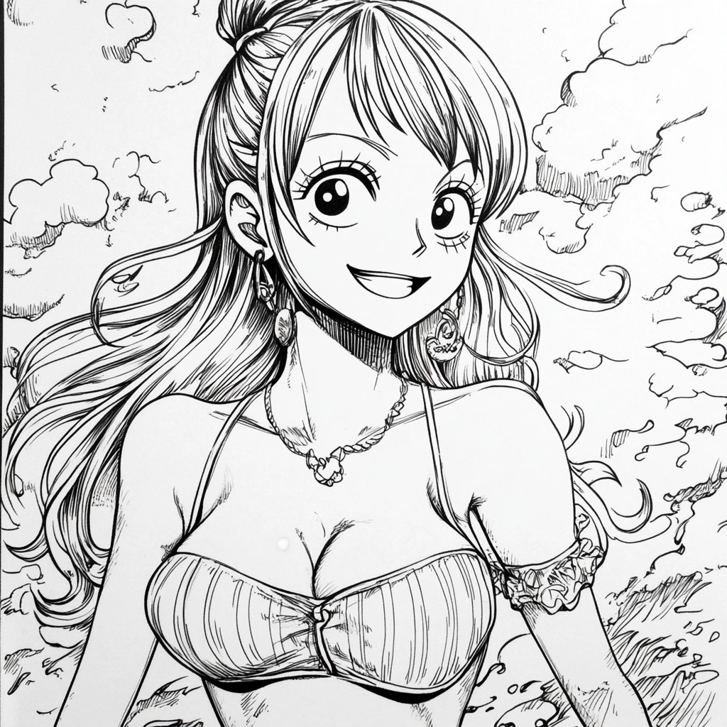 Desenho da nami one piece para colorir e imprimir