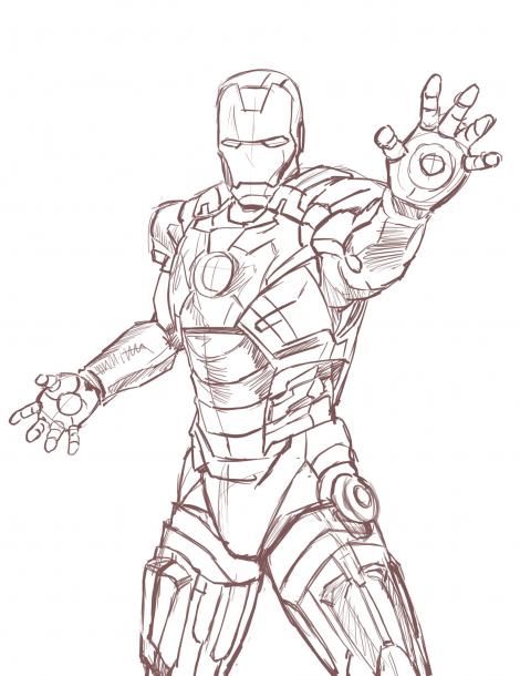 Desenho do homem de ferro para colorir e imprimir