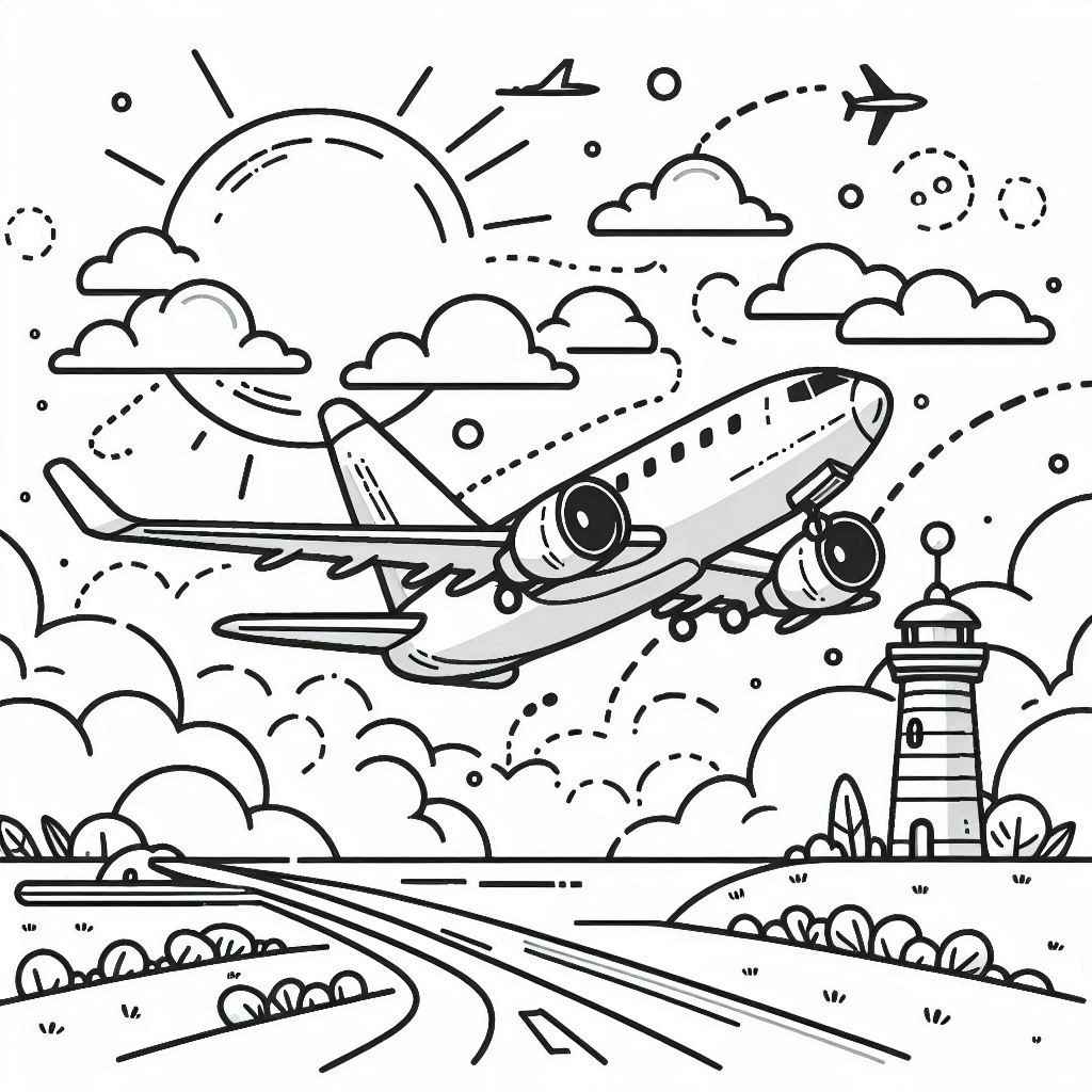 Desenho do aviao para colorir e imprimir