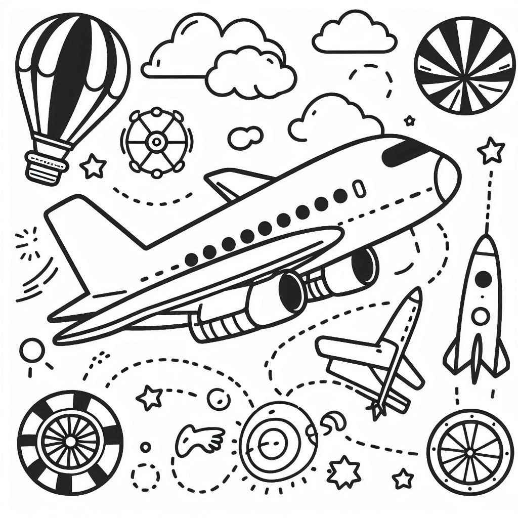 Desenho do aviao para colorir e imprimir