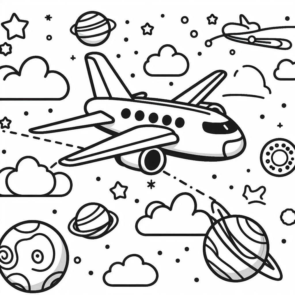 Desenho do aviao para colorir e imprimir