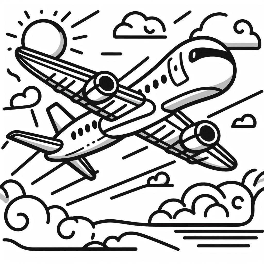 Desenho do aviao para colorir e imprimir