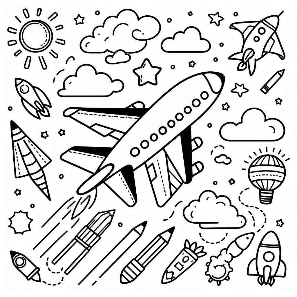 Desenho do aviao para colorir e imprimir