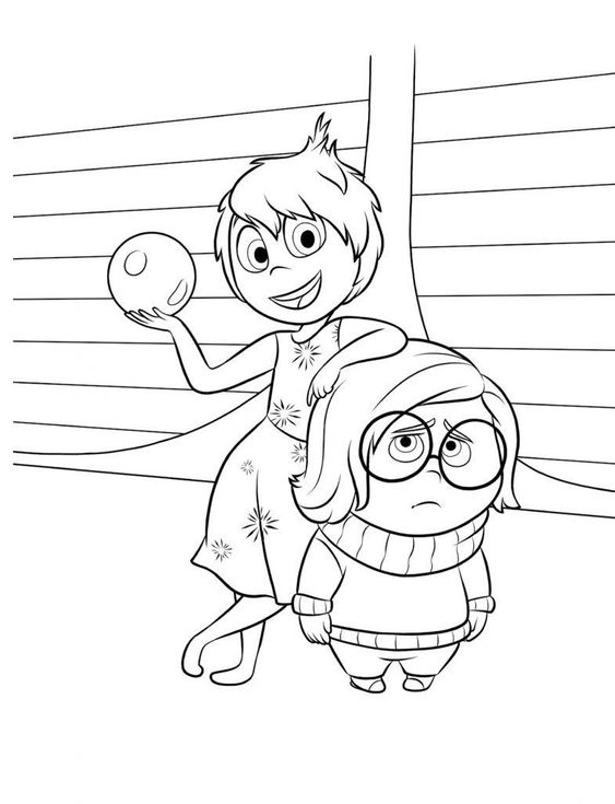 Desenho da alegria e tristeza de divertidamente  para colorir e imprimir