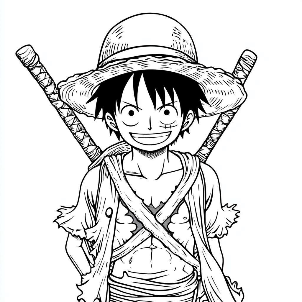 Desenho do luffy one piece para imprimir e colorir