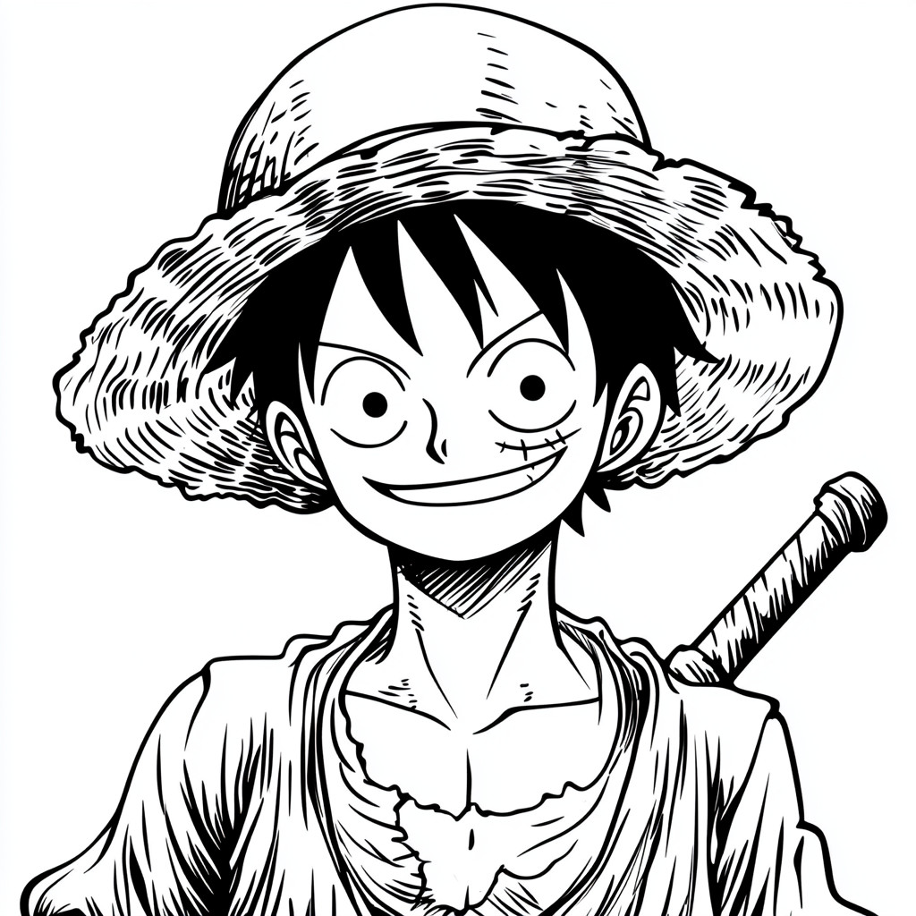 Desenho do luffy one piece para imprimir e colorir