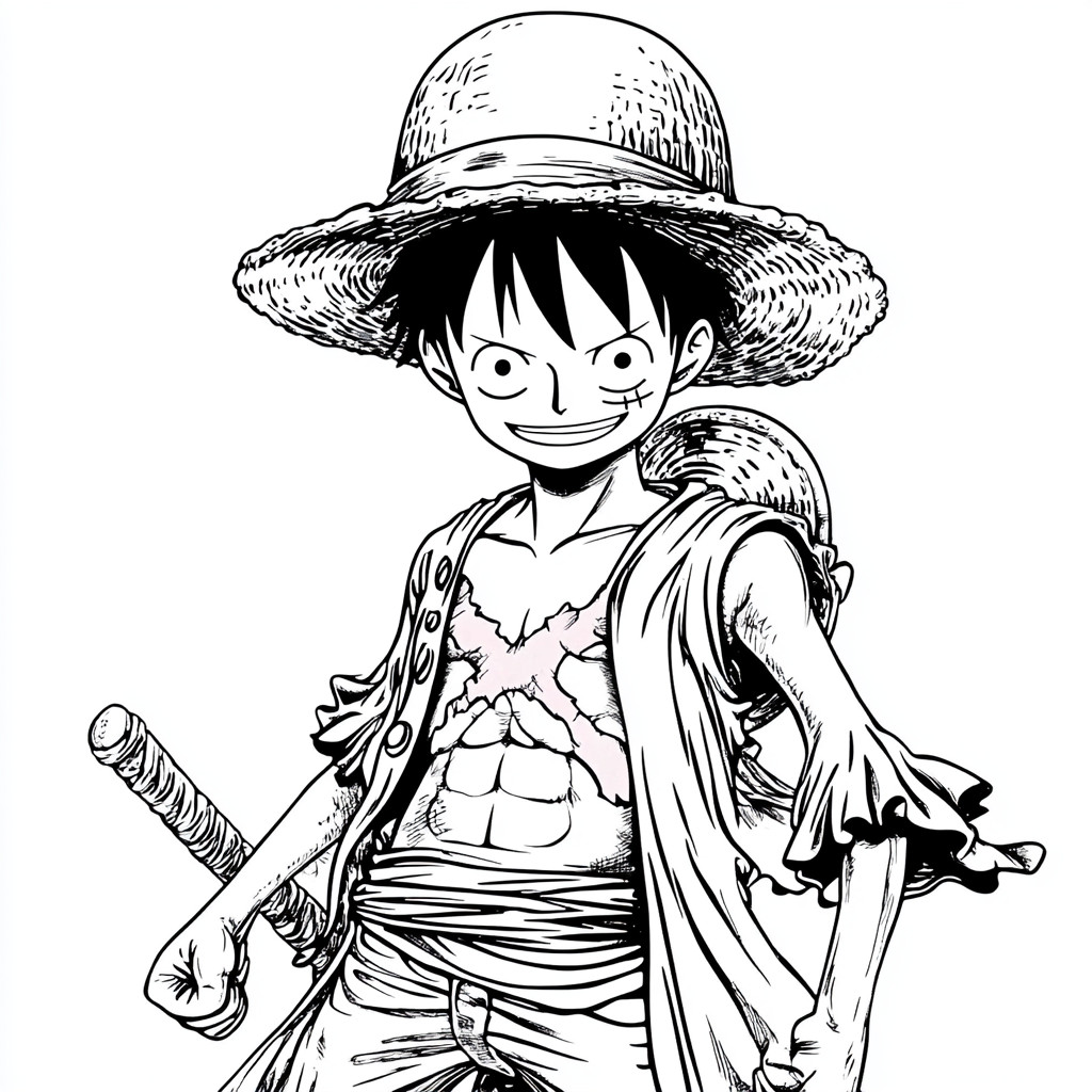 Desenho do luffy one piece para imprimir e colorir