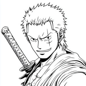 Desenho do zoro one piece para colorir e imprimir