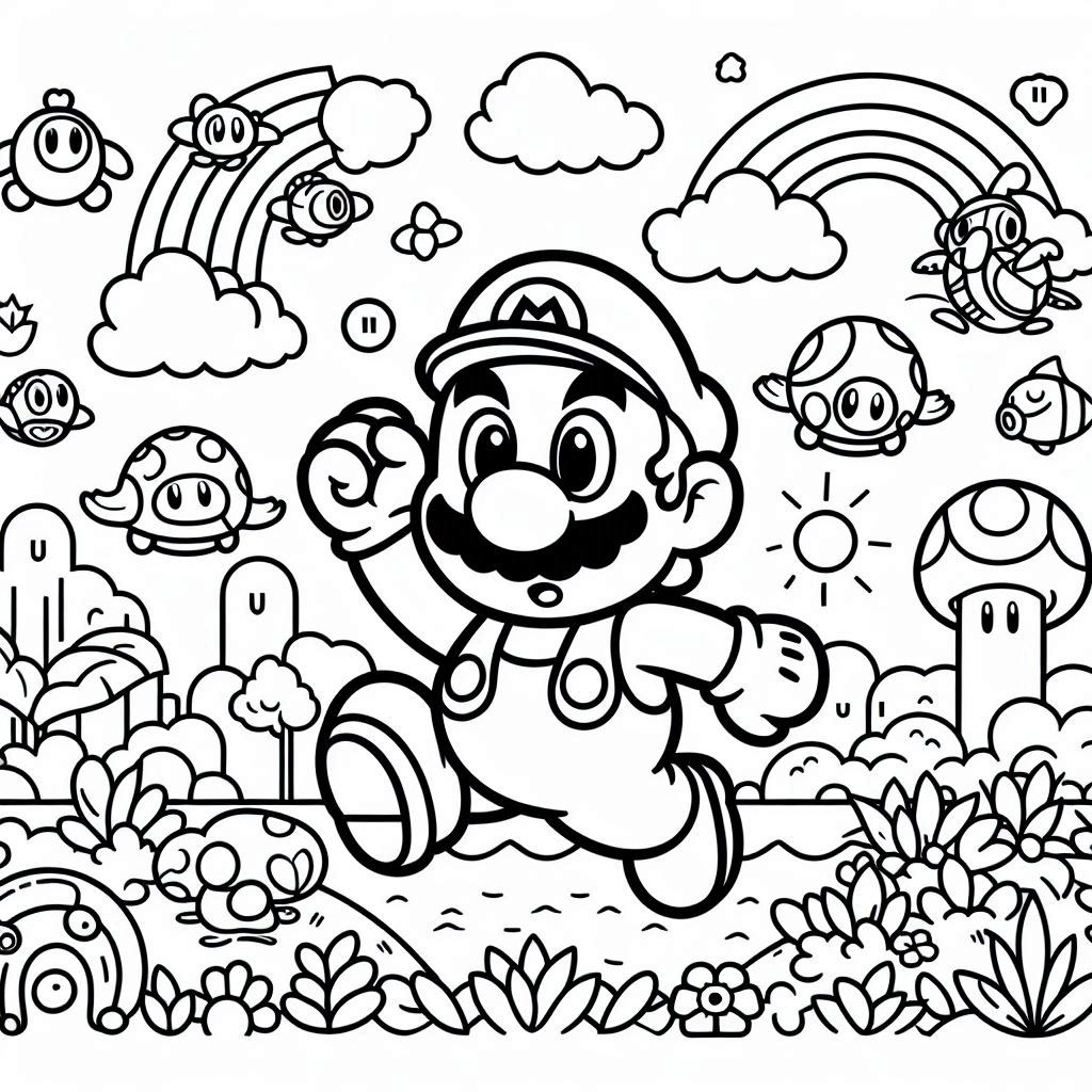Desenho para colorir e imprimir do super mario bros