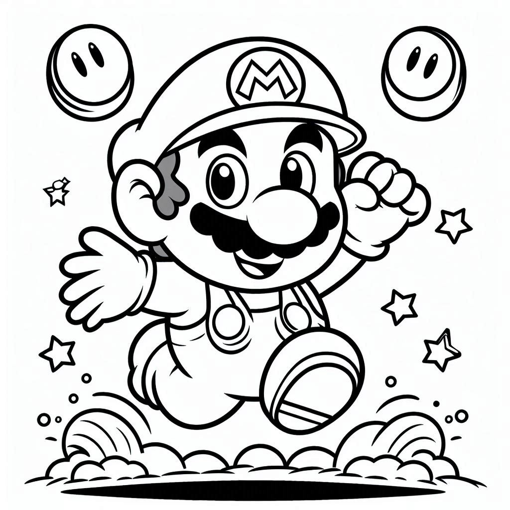 Desenho para colorir e imprimir do super mario bros