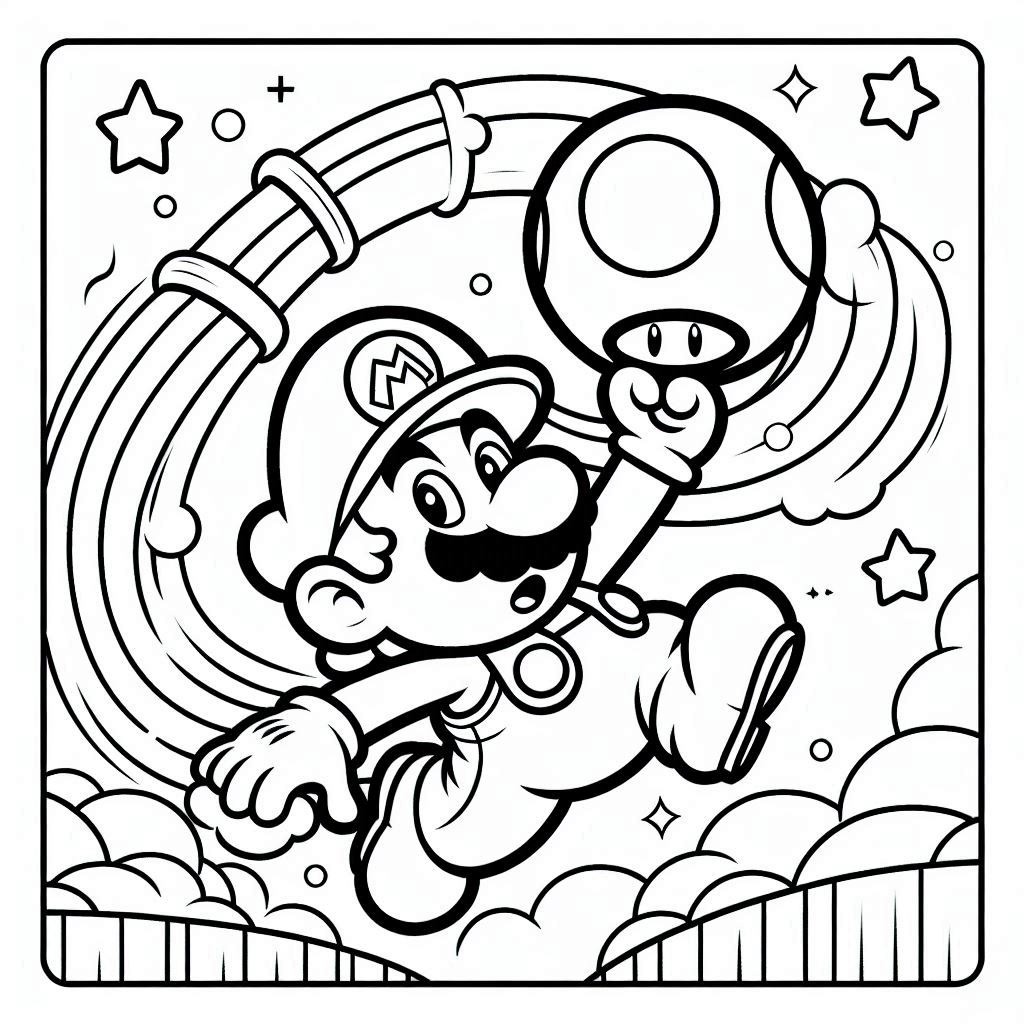 Desenho para colorir e imprimir do super mario bros