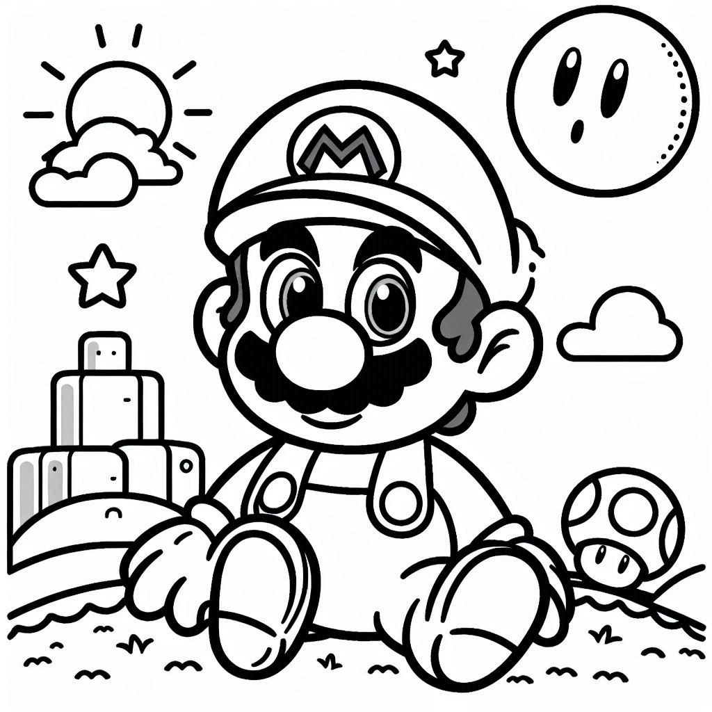 Desenho para colorir e imprimir do super mario bros