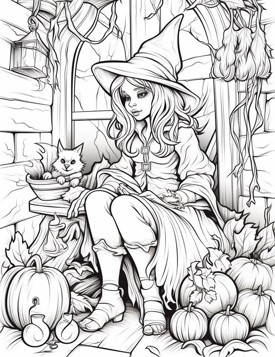 Desenho da heks do halloween para colorir
