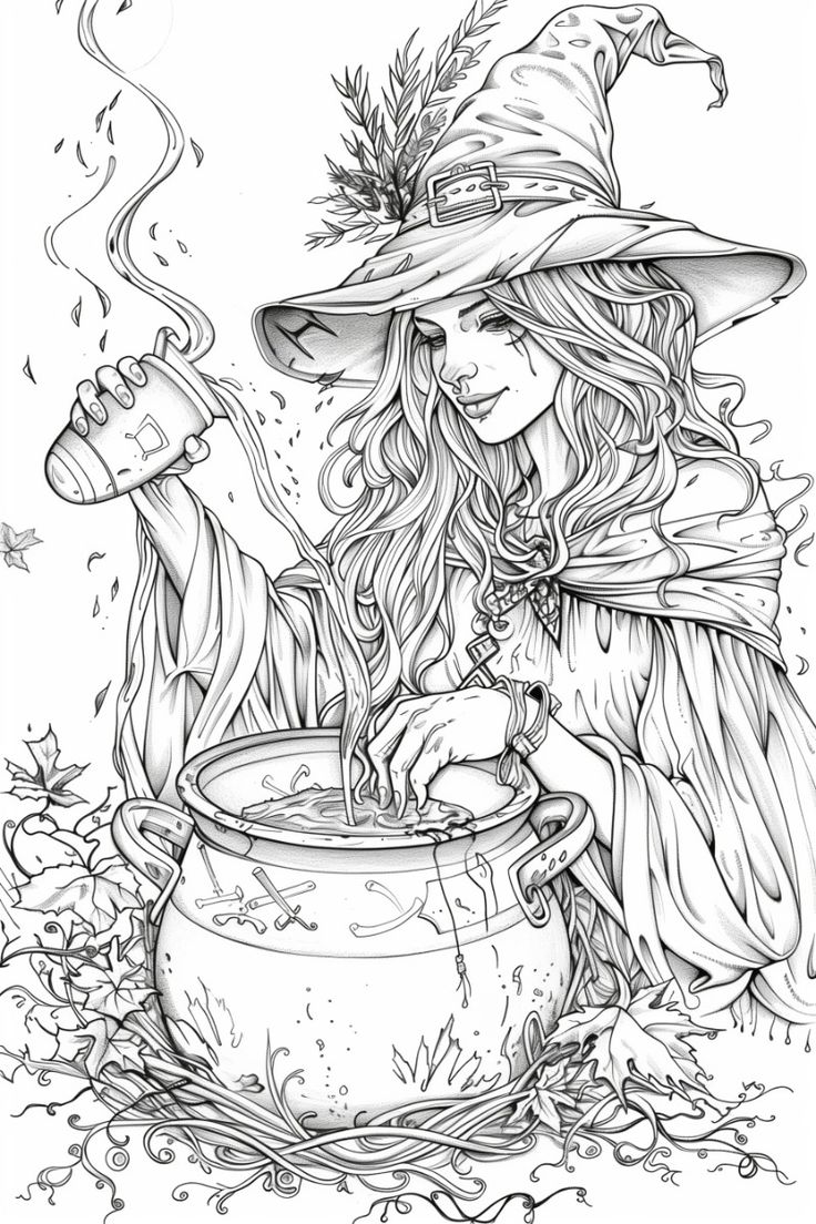 Desenho da heks do halloween para colorir