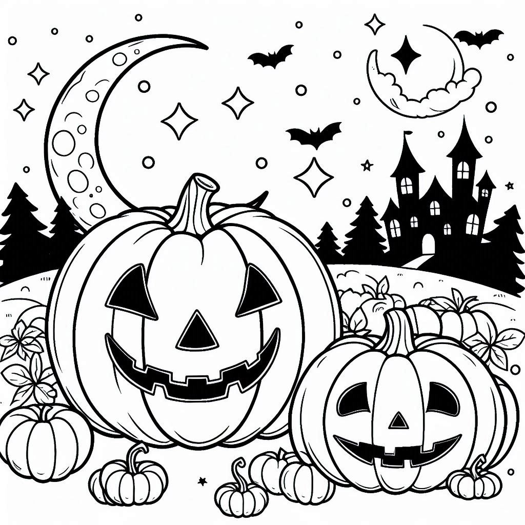 Desenho de abobora do halloween para colorir e imprimir