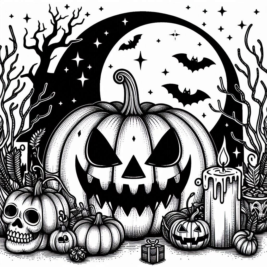 Desenho de abobora do halloween para colorir e imprimir