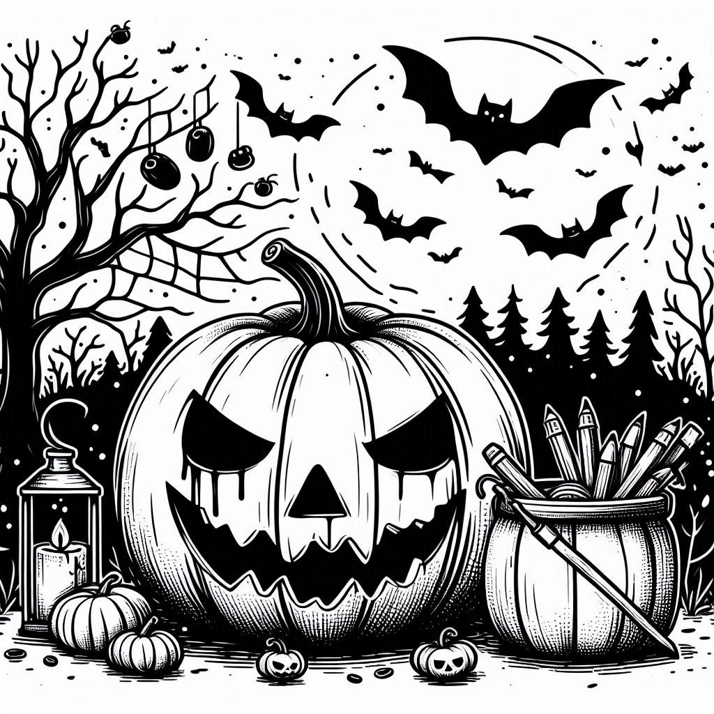 Desenho de abobora do halloween para colorir e imprimir