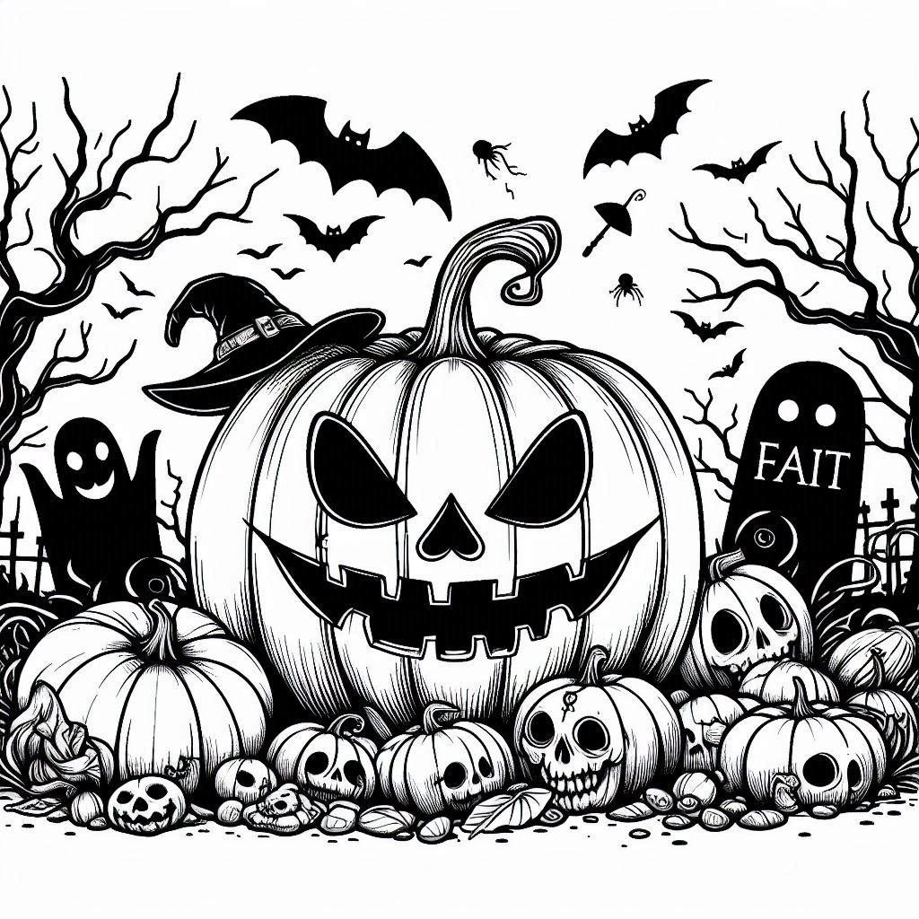 Desenho de abobora do halloween para colorir e imprimir